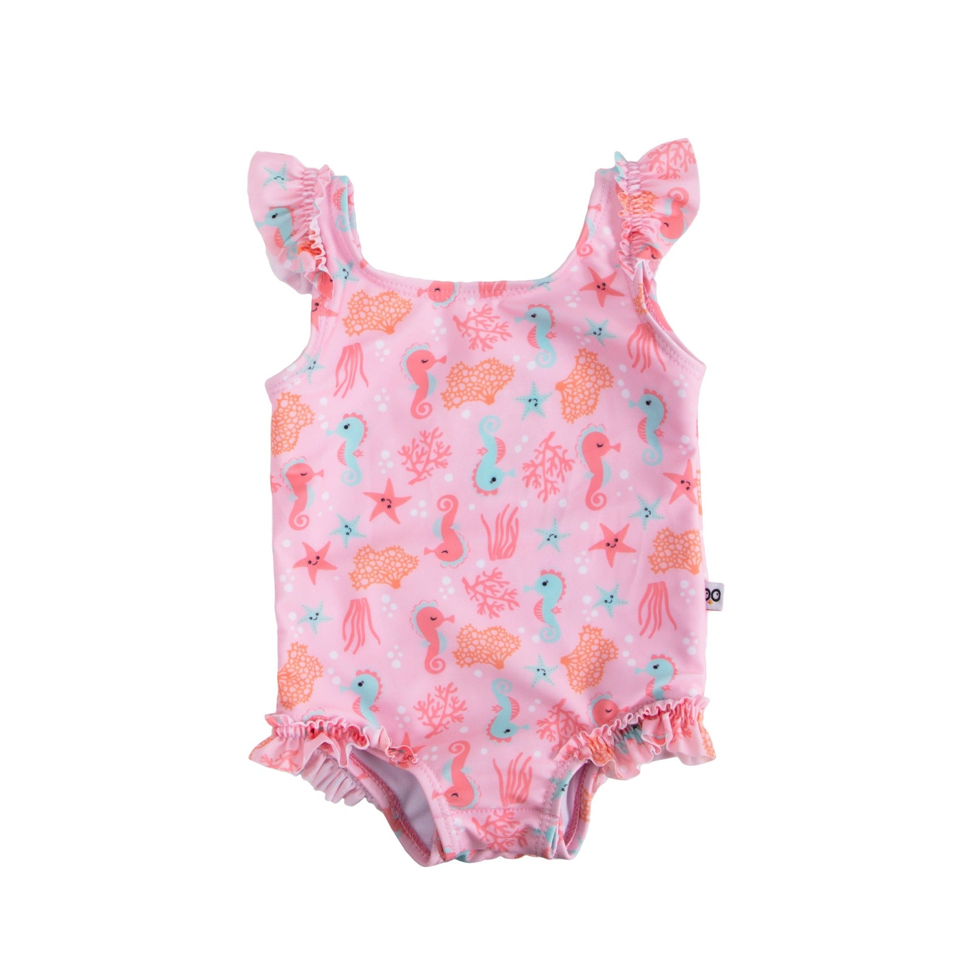 Baby Ruffled One Piece Swimsuit - Seahorse
