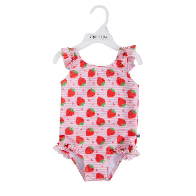 Baby Ruffled One Piece Swimsuit - Strawberry