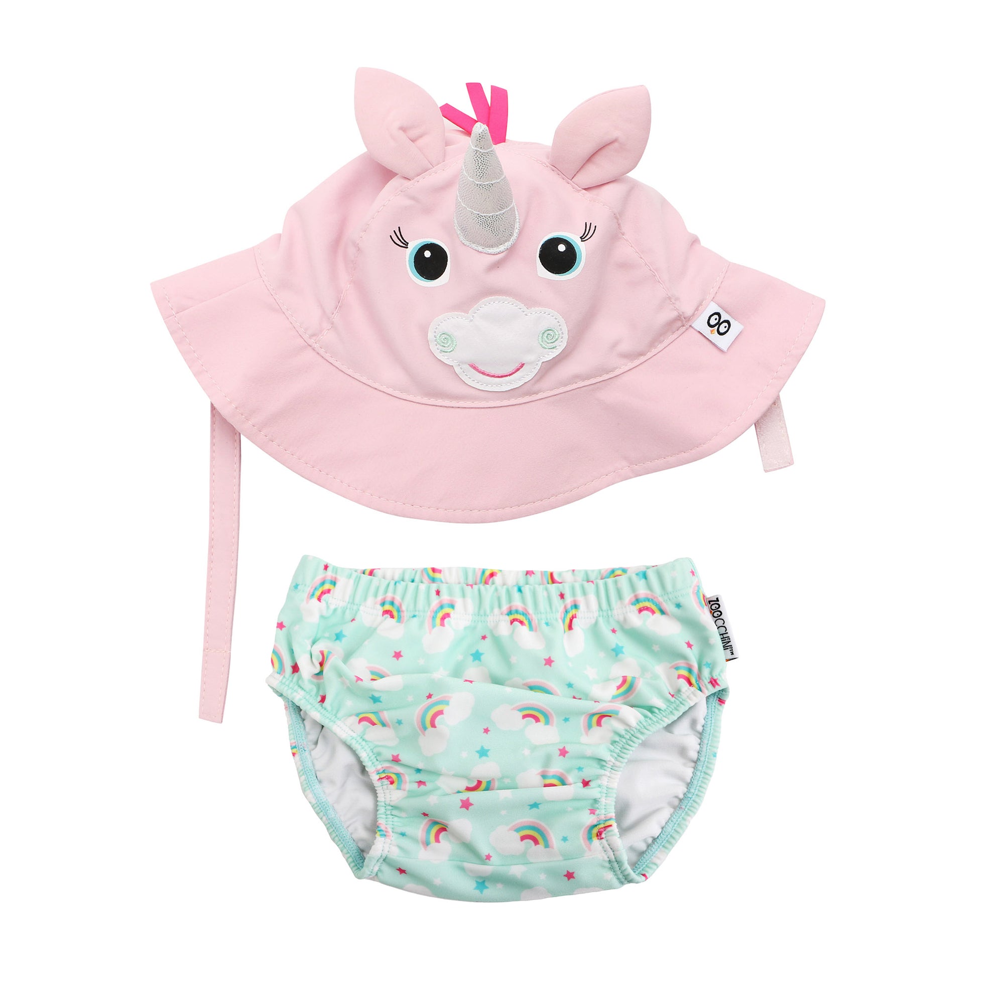 Baby/Toddler Swim Diaper & Sun Hat Set - Allie the Alicorn