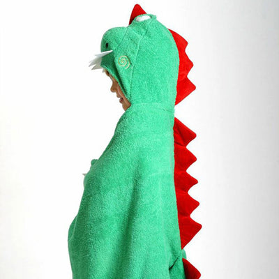 ZOOCCHINI Kids Plush Terry Hooded Bath Towel - Devin the Dinosaur-3
