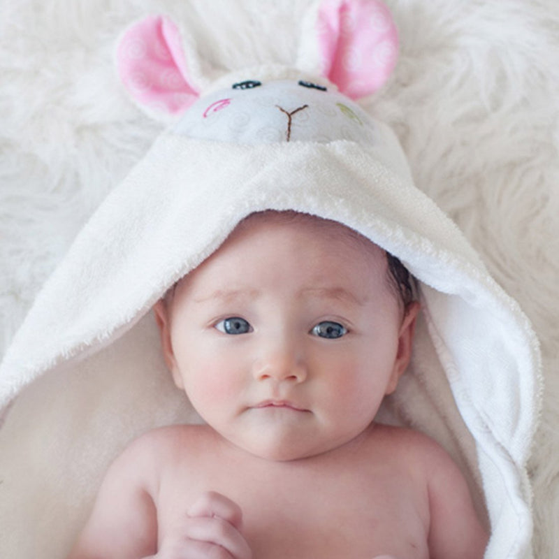 Baby Snow Terry Hooded Bath Towel - Lola the Lamb