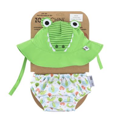 ZOOCCHINI UPF50+ Baby Swim Diaper & Sun Hat Set - Aidan the Alligator1