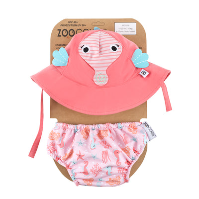 ZOOCCHINI UPF50+ Baby Swim Diaper & Sun Hat Set - Sally the Seahorse1