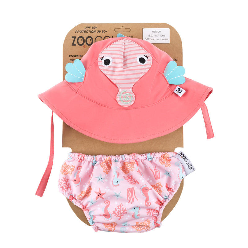 Baby/Toddler Swim Diaper & Sun Hat Set - Sally the Seahorse
