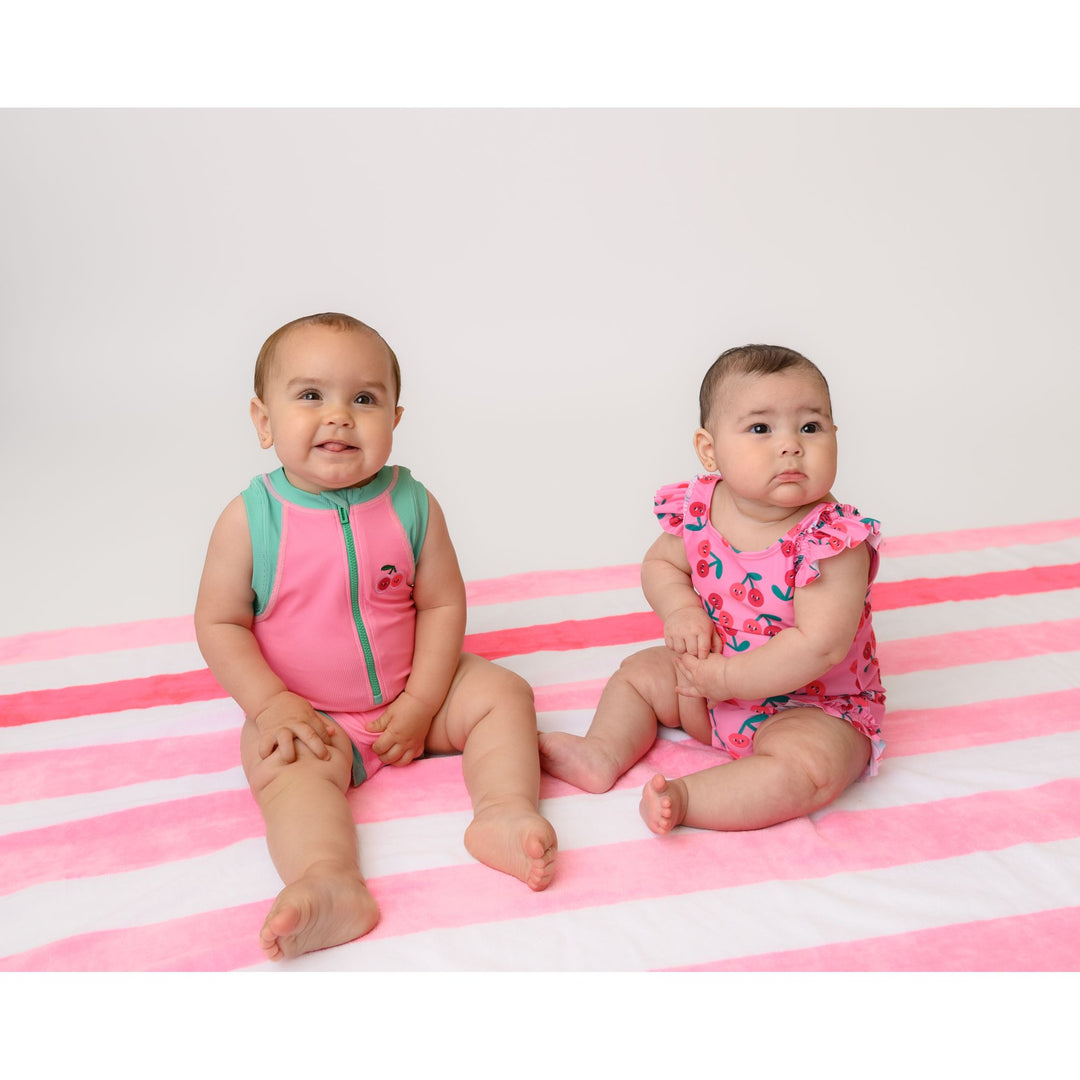 Baby Ruffled One Piece Swimsuit - Cherry