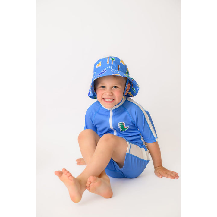 Boys Baby/Toddler Short Sleeve One Piece Solid Swimsuit - Dino / Med Blue