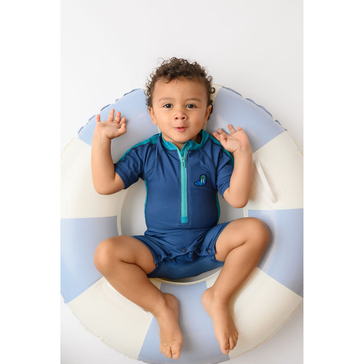 Boys Baby/Toddler Short Sleeve One Piece Solid Swimsuit - Walrus / Dark Blue