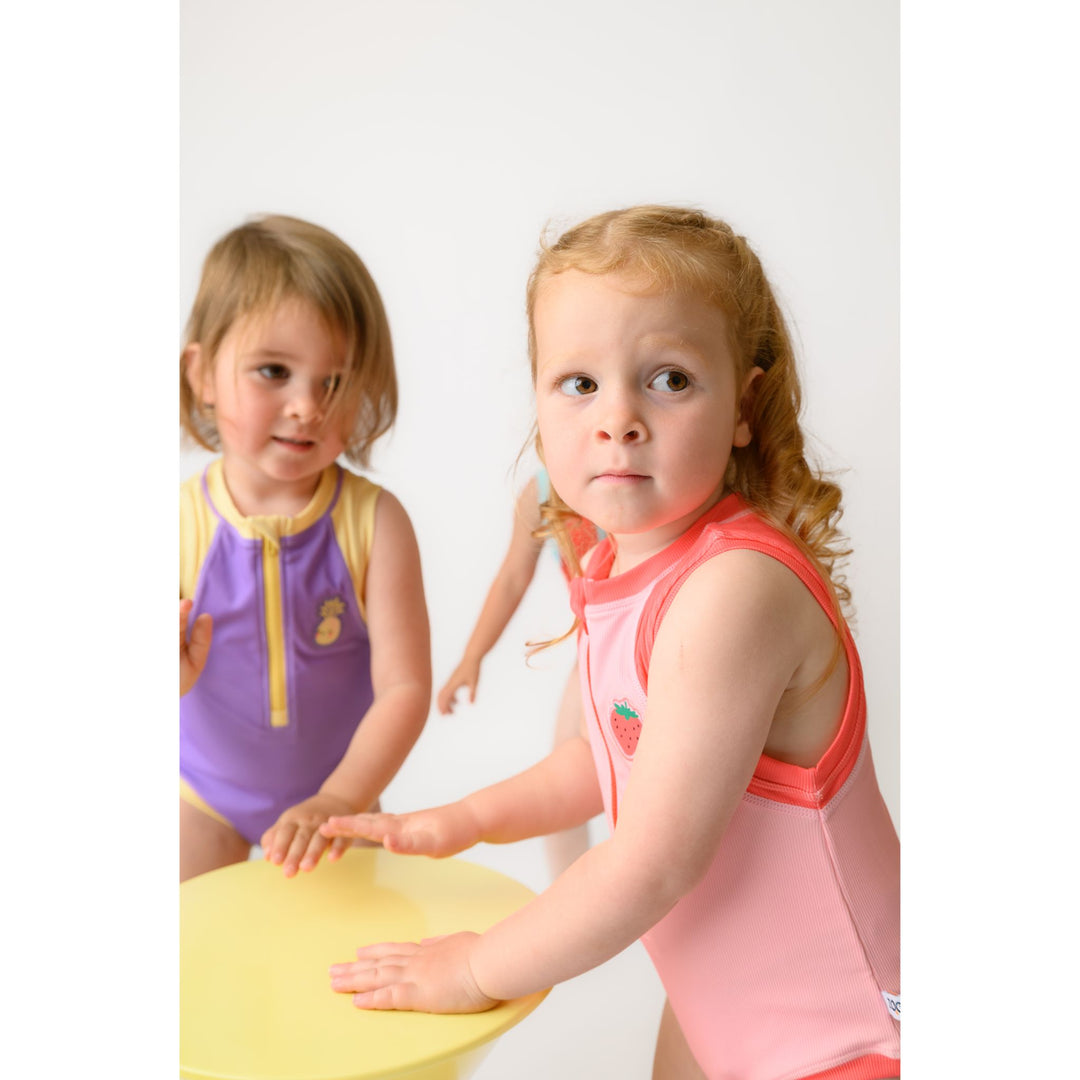 Girls Baby/Toddler Sleeveless One Piece Solid Swimsuit - Pineapple