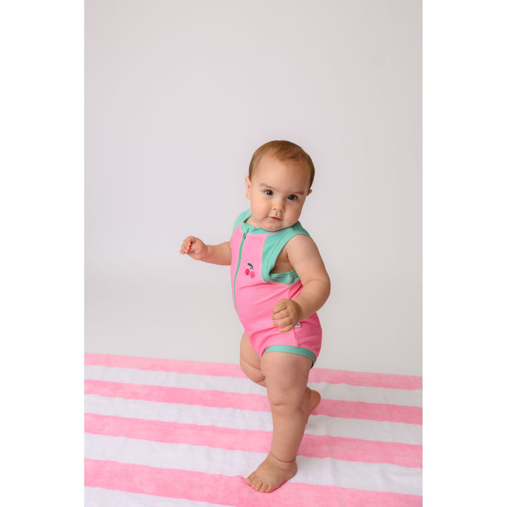 Girls Baby/Toddler Sleeveless One Piece Solid Swimsuit - Cherry