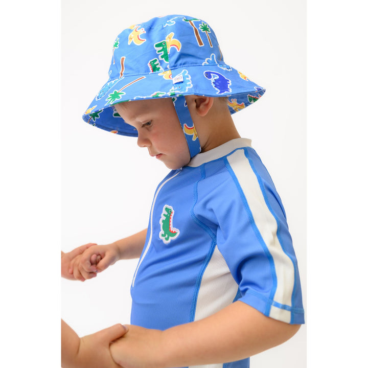 Boys Baby/Toddler Short Sleeve One Piece Solid Swimsuit - Dino / Med Blue