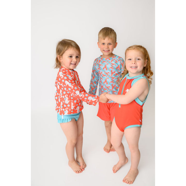 Girls Baby/Toddler Sleeveless One Piece Solid Swimsuit - Sally the Seahorse