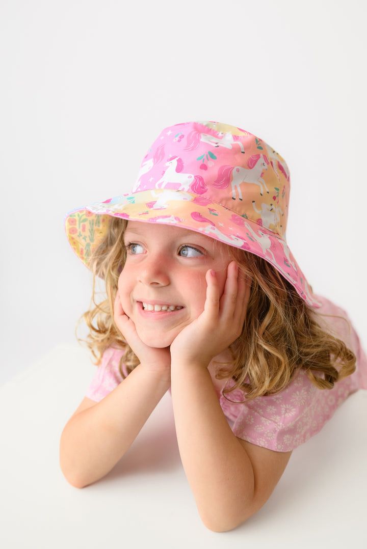 (NEW!) ZOOxFJK Baby/Kids Reversible Patterned Sun Hat - Unicorn | Giraffe