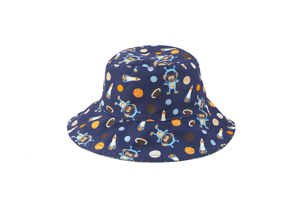 (NEW!) ZOOxFJK Baby/Kids Reversible Patterned Sun Hat - Space Monkey | Alligator
