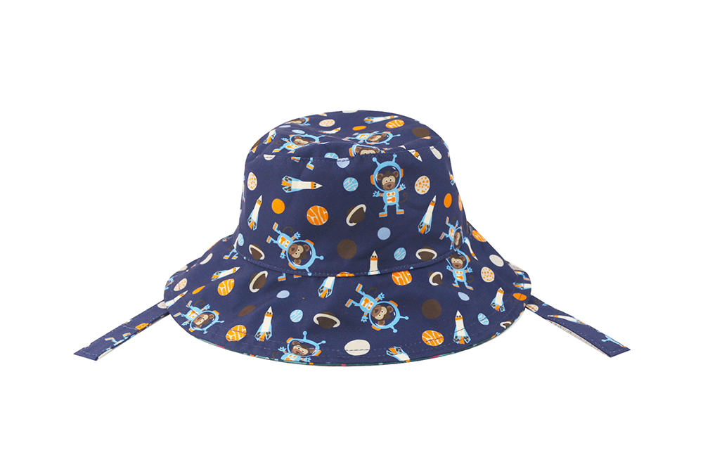 (NEW!) ZOOxFJK Baby/Kids Reversible Patterned Sun Hat - Space Monkey | Alligator