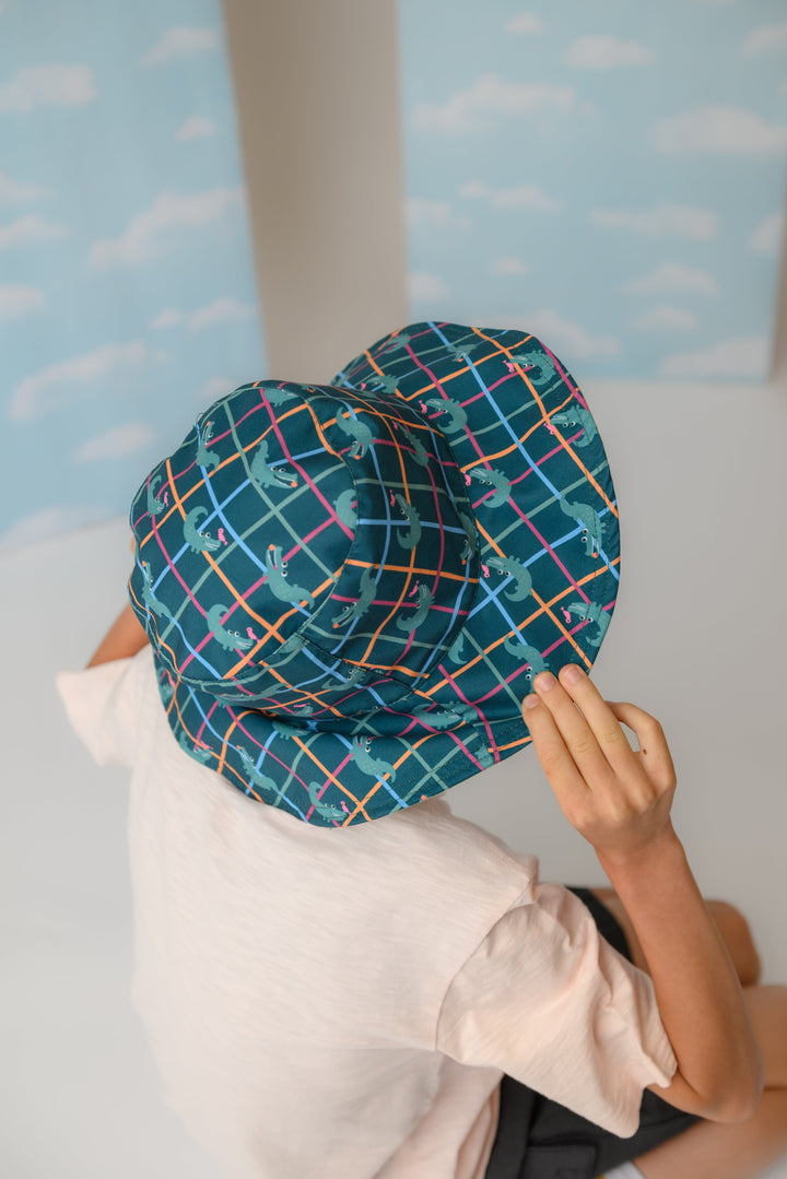 (NEW!) ZOOxFJK Baby/Kids Reversible Patterned Sun Hat - Space Monkey | Alligator