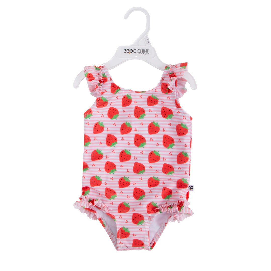 Baby Ruffled One Piece Swimsuit Strawberry