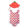 Baby Ruffled Swimsuit & Sunhat Set - Strawberry