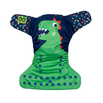 Baby/Toddler Reusable Cloth Pocket Diaper (+2 Inserts) - Devin the Dinosaur