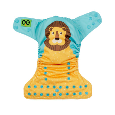 Baby/Toddler Reusable Cloth Pocket Diaper (+2 Inserts) - Leo the Lion