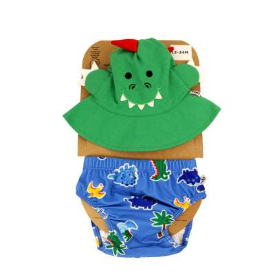 Baby/Toddler Swim Diaper & Sun Hat Set - Devin the Dino & Friends