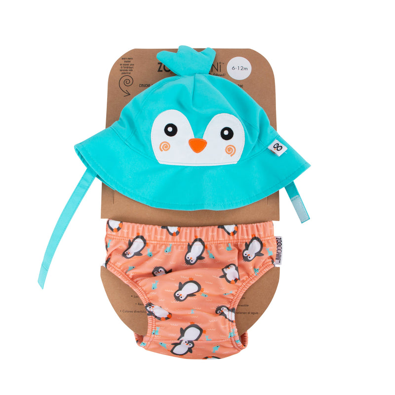 Baby/Toddler Swim Diaper & Sun Hat Set - Penguin