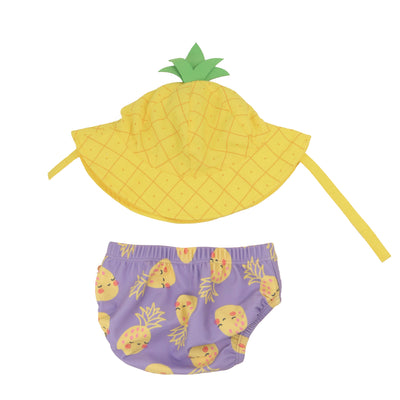 Baby/Toddler Swim Diaper & Sun Hat Set - Pineapple Punch