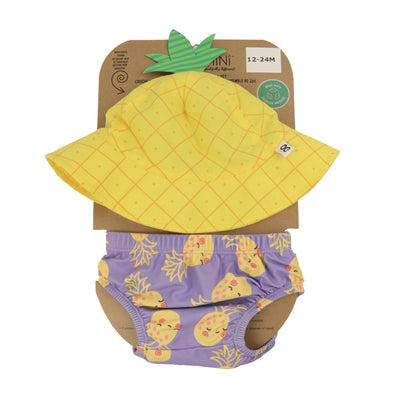 Baby/Toddler Swim Diaper & Sun Hat Set - Pineapple Punch