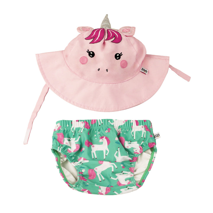Baby Swim Diaper & Sun Hat Set - Unity the Unicorn