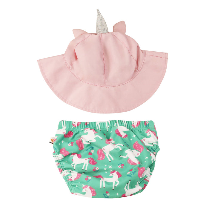 Baby Swim Diaper & Sun Hat Set - Unity the Unicorn