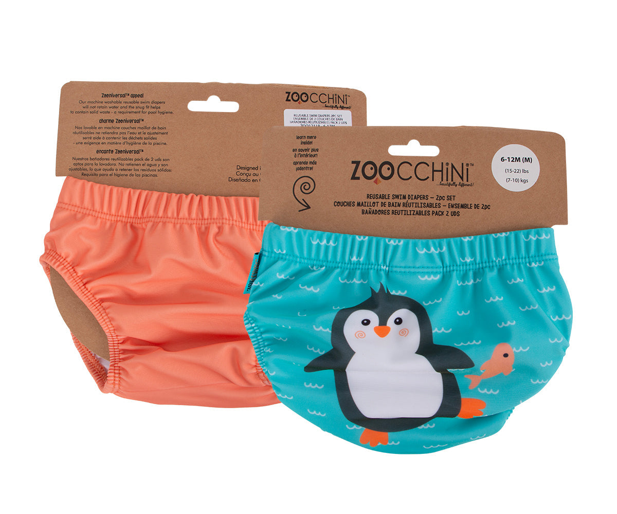 Baby/Toddler Reuseable Swim Diaper Set (2 Pcs) - Penguin - ZOOCCHINI