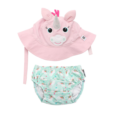 Baby/Toddler Swim Diaper & Sun Hat Set - Allie the Alicorn