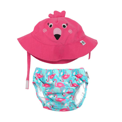 Baby/Toddler Swim Diaper & Sun Hat Set - Franny the Flamingo