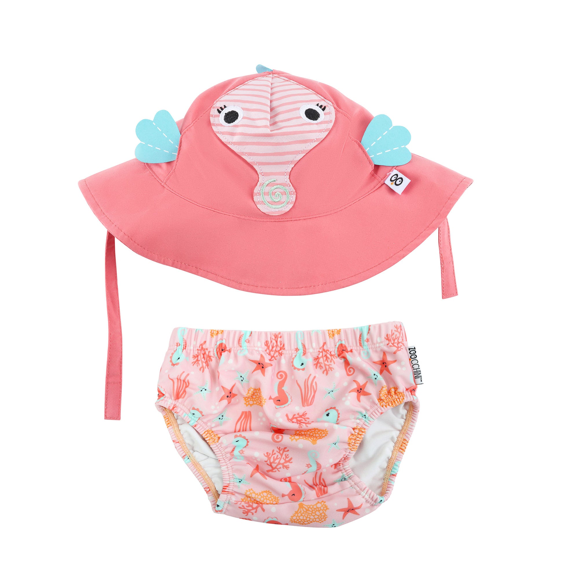 Baby Toddler Swim Diaper Sun Hat Set Sally the Seahorse
