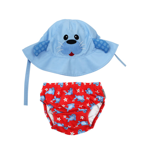 Baby swimsuit and hat set hotsell