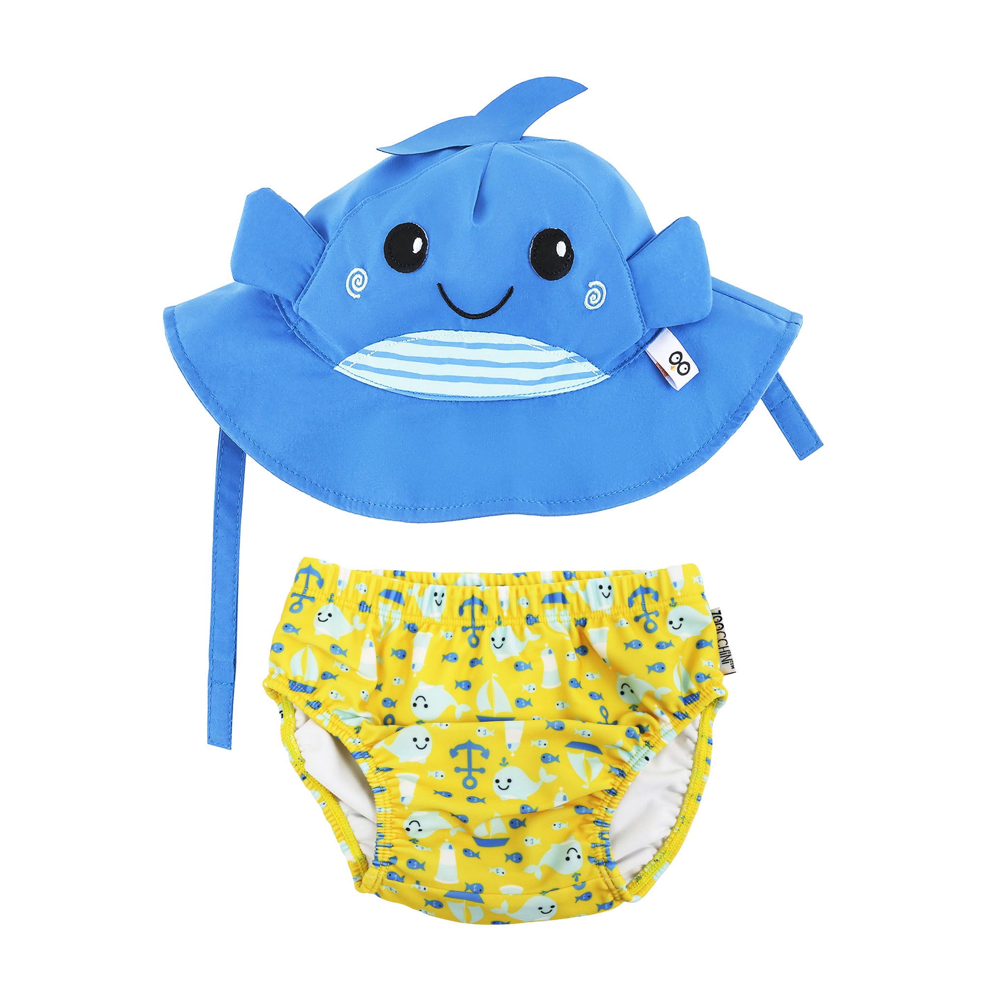 ZOOCCHINI UPF50 Baby Toddler Swim Diaper Sun Hat Set Willy the Whale