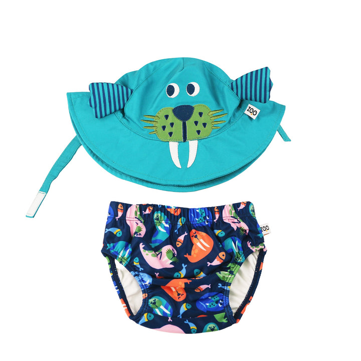 Baby Swim Diaper & Sun Hat Set - Wally the Walrus
