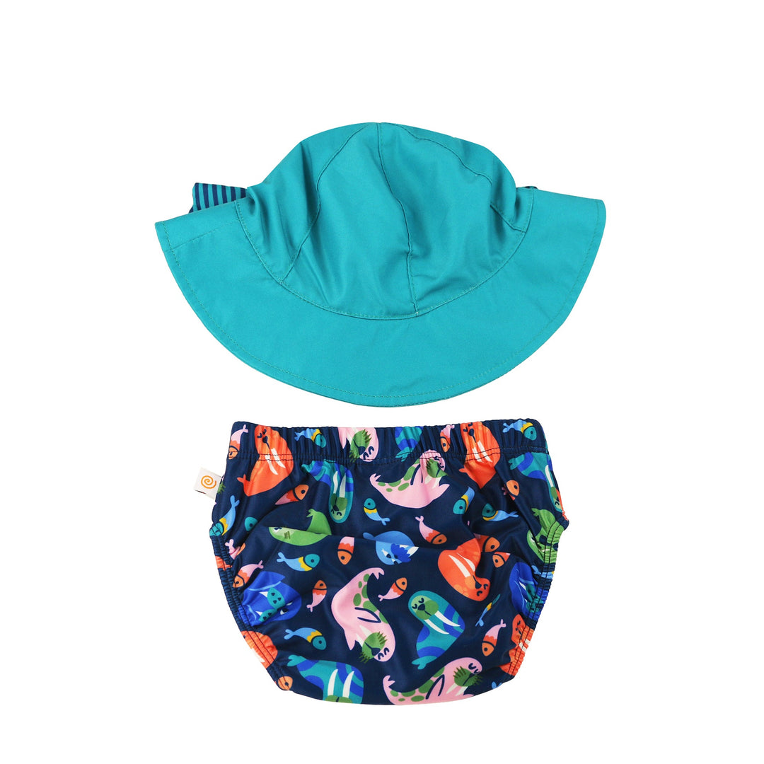 Baby Swim Diaper & Sun Hat Set - Wally the Walrus