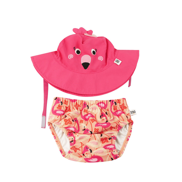 Baby Swim Diaper & Sun Hat Set - Franny the Flamingo (Rev)