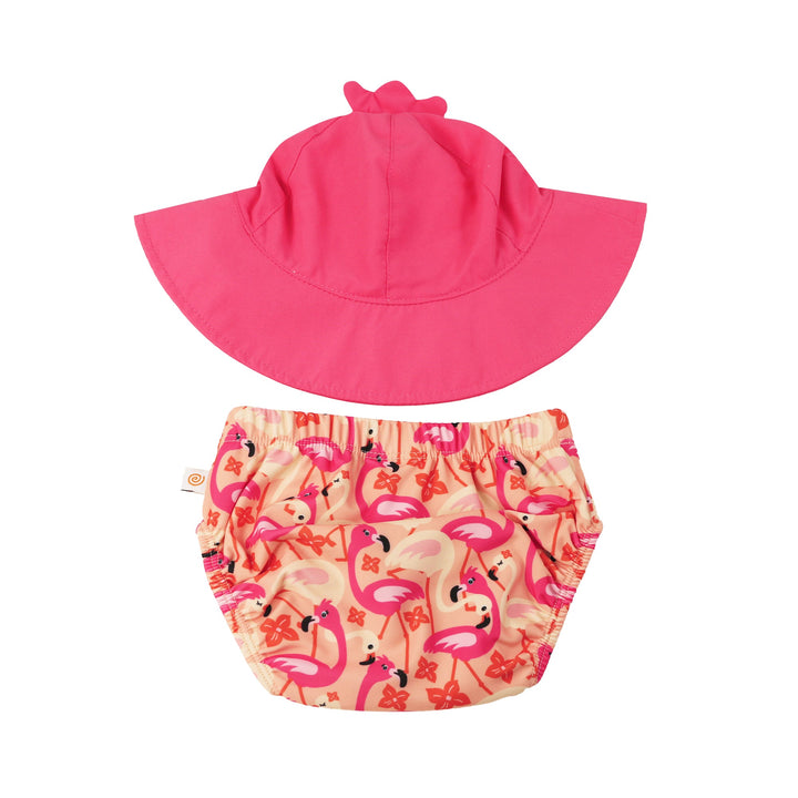 Baby Swim Diaper & Sun Hat Set - Franny the Flamingo (Rev)