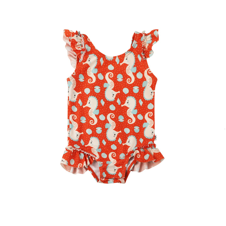 Baby Ruffled One Piece Swimsuit - Sally the Seahorse (NEW)