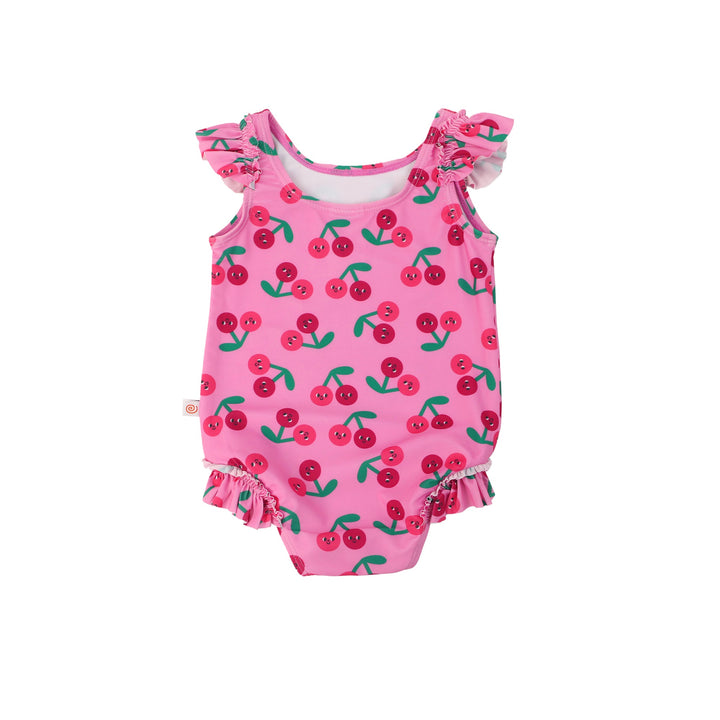 Baby Ruffled One Piece Swimsuit - Cherry