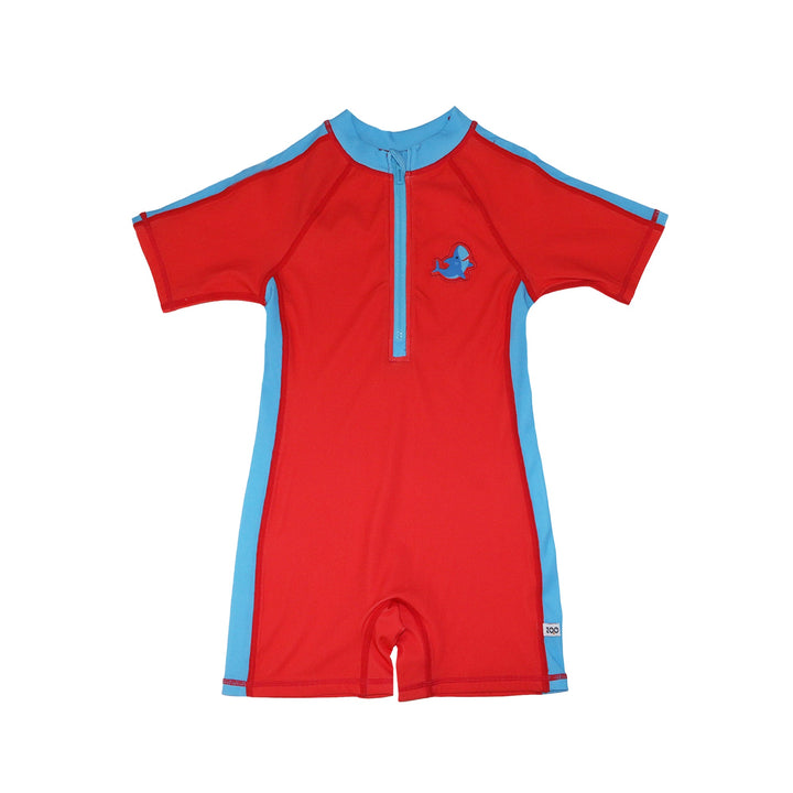 Boys Baby/Toddler Short Sleeve One Piece Solid Swimsuit - Shark / Red