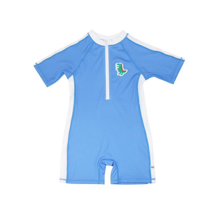 Boys Baby/Toddler Short Sleeve One Piece Solid Swimsuit - Dino / Med Blue
