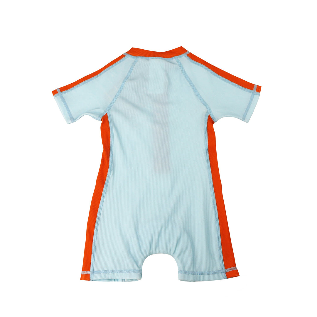 Boys Baby/Toddler Short Sleeve One Piece Solid Swimsuit - Lobster / Light Blue