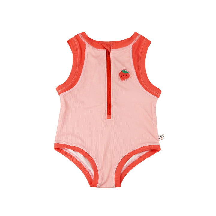 Girls Baby/Toddler Sleeveless One Piece Solid Swimsuit - Strawberry
