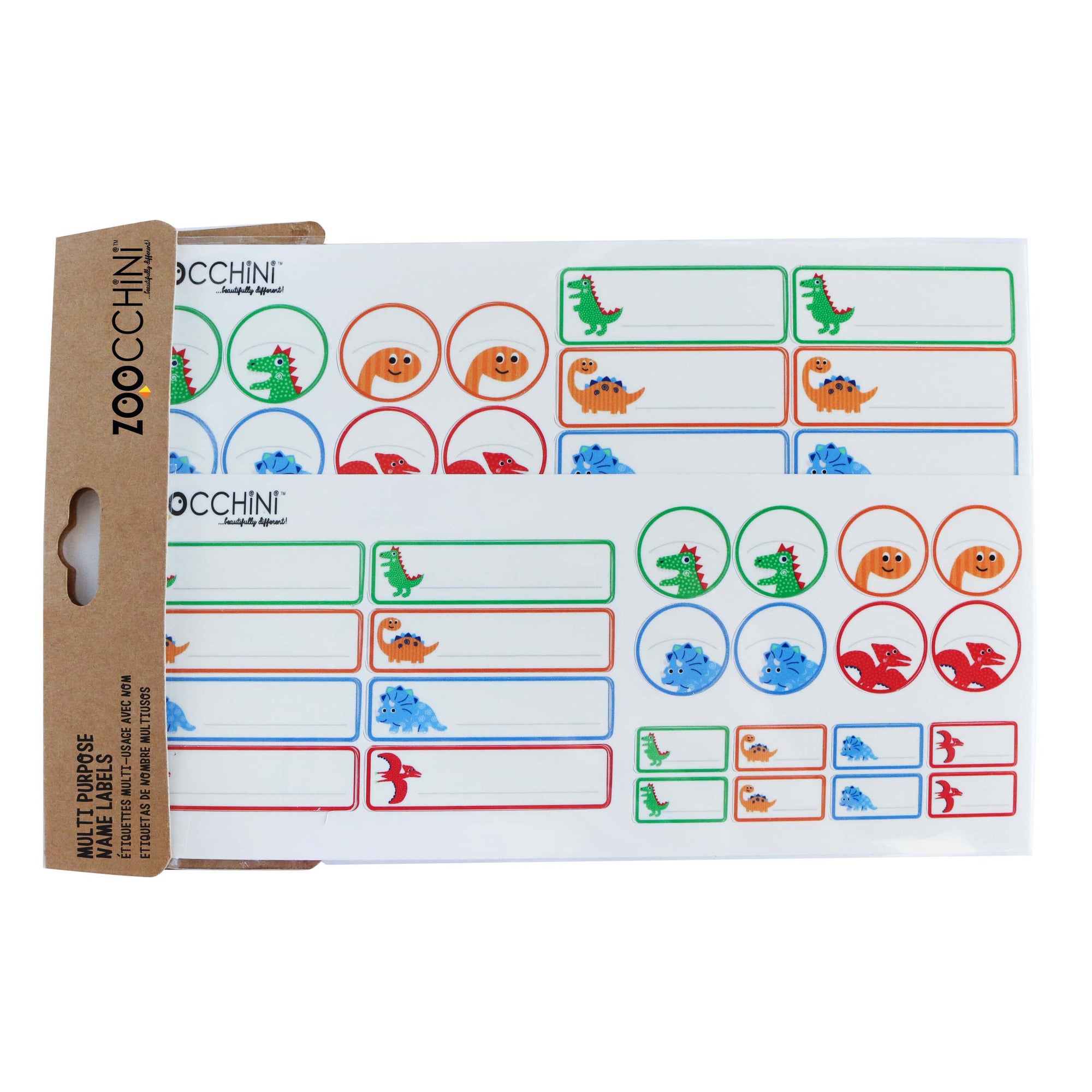 ZOOCCHINI Kids Waterproof Washable Name Labels - Devin the Dinosaur