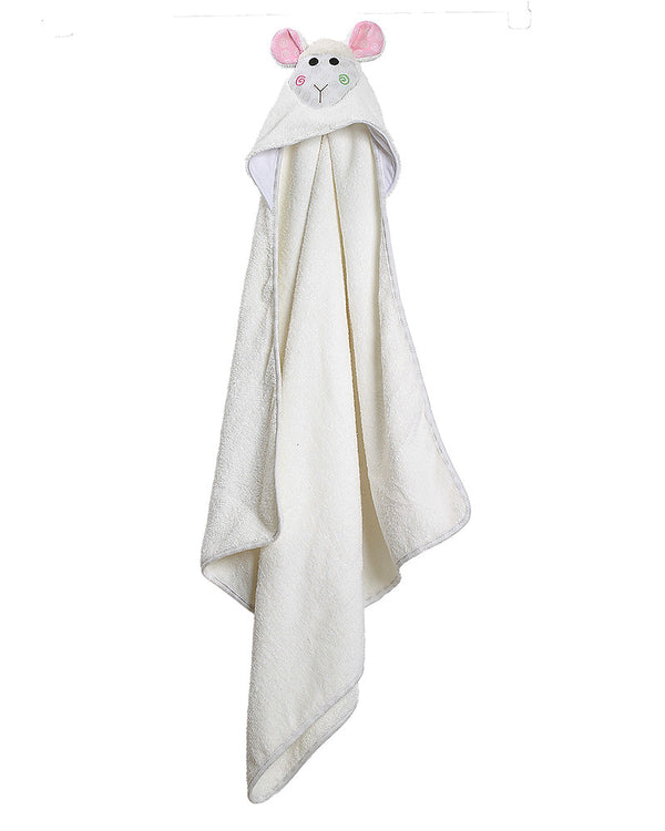 ZOOCCHINI Baby Snow Terry Hooded Bath Towel Lola the Lamb