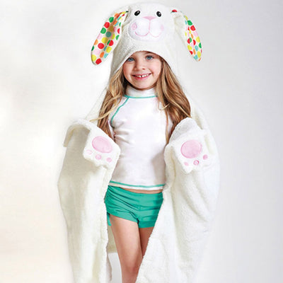 ZOOCCHINI Kids Plush Terry Hooded Bath Towel - Bella the Bunny-1