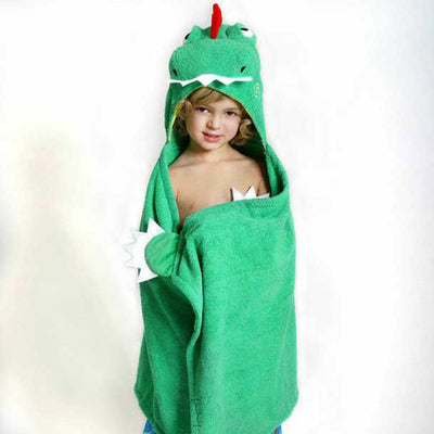 ZOOCCHINI Kids Plush Terry Hooded Bath Towel - Devin the Dinosaur-2
