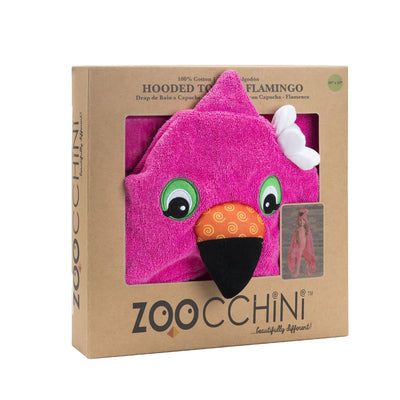 ZOOCCHINI Kids Plush Terry Hooded Bath Towel - Franny the Flamingo-6